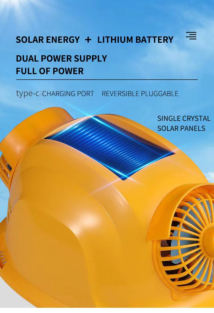 Construction Hard Hat Solar Helmet with 4 Fans,2 Face Masks,Double Cooling,Headlamp, Bluetooth Function,USB Phone Charging Port,Built-in High Capacity Battery for Home Improvement
