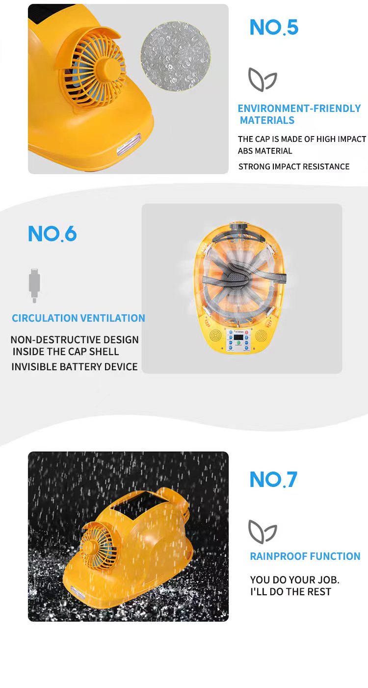 Construction Hard Hat Solar Helmet with 4 Fans,2 Face Masks,Double Cooling,Headlamp, Bluetooth Function,USB Phone Charging Port,Built-in High Capacity Battery for Home Improvement