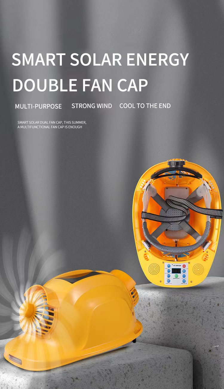 Construction Hard Hat Solar Helmet with 4 Fans,2 Face Masks,Double Cooling,Headlamp, Bluetooth Function,USB Phone Charging Port,Built-in High Capacity Battery for Home Improvement